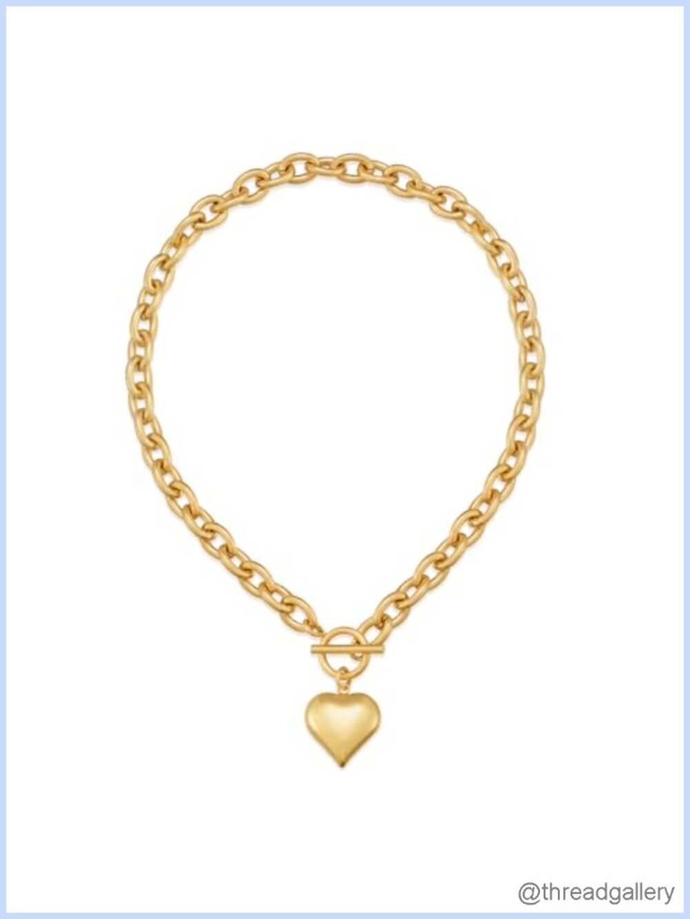 18KGP Gold Plated Chunky Heart Pendant Cable Chain Necklace Toggle Clasp